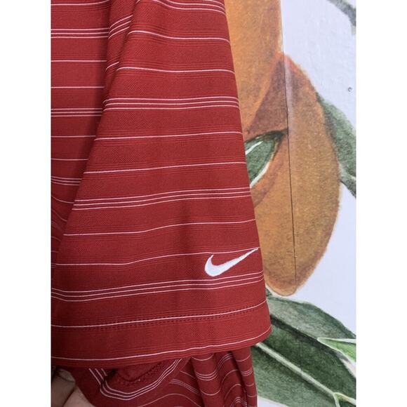 Nike Golf Large Fit Dry Striped Red Short Sleeve Golf Shirt - Picture 5 of 7
